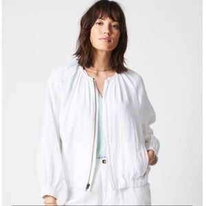 Billy Reid White linen feminine bomber Jacket